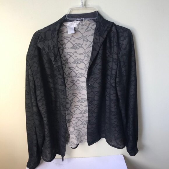 Annie Alexander Silk Lace Print Shirt Blouse Top Neutral Button Graphic Light S - Picture 5 of 12